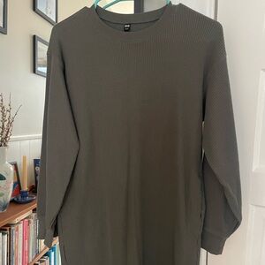 Women’s Uniqlo Crewneck Waffle Knit Long Sleeve Dress - Grey